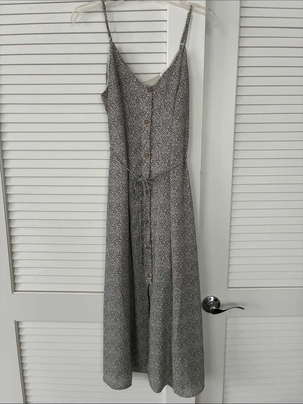 Sienna Sky Black and White Spaghetti-Strap Button Maxi Dress